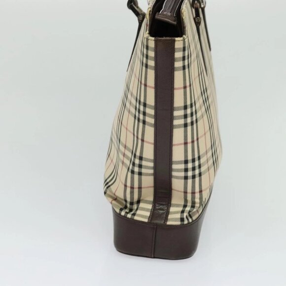 BURBERRY Nova Check Tote Bag Canvas Beige Silver - Picture 4 of 15